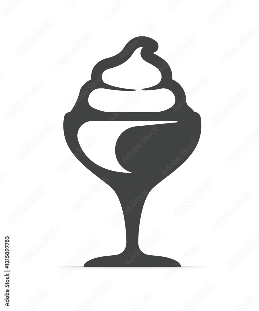 Ice cream in glass icon. Vanilla sundae sign. Vector stock illustration Ice cream in glass icon. Vanilla sundae sign. Vector stock illustration
