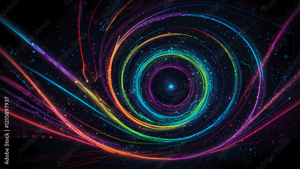 Obraz premium Neon Light Swirl: Abstract Vortex Illustration