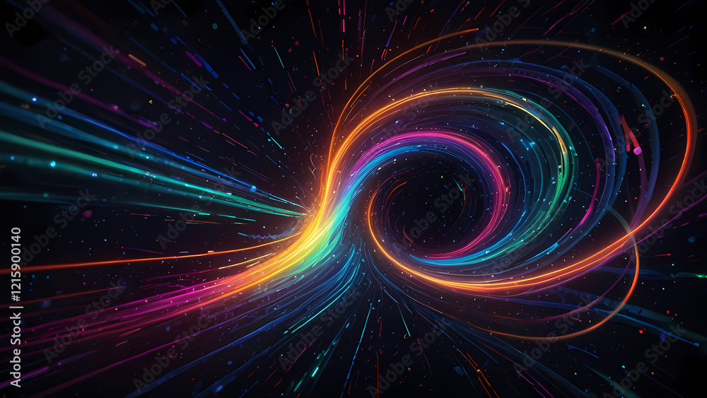 Obraz premium Neon Light Swirl: Abstract Vortex Illustration