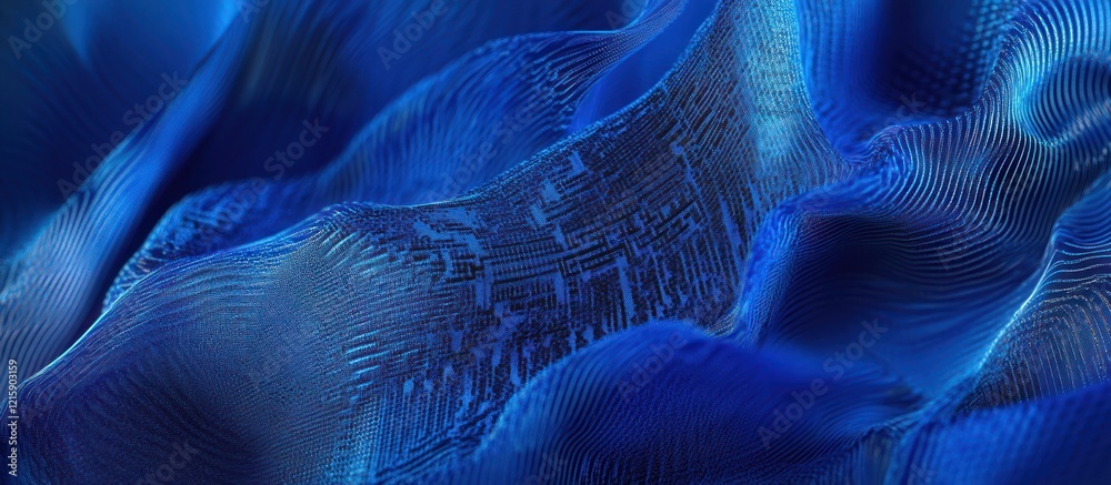 Obraz premium Abstract Blue Textile Waves: A Digital Art Piece
