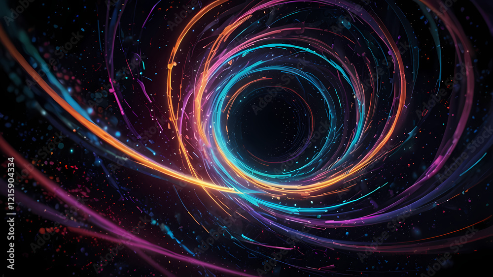 Obraz premium Neon Light Swirl: Abstract Vortex Illustration