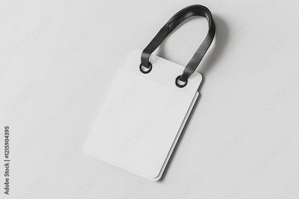 3D rendered blank white ID card with black lanyard for professional use or mockup design 3D rendered blank white ID card with black lanyard for professional use or mockup design