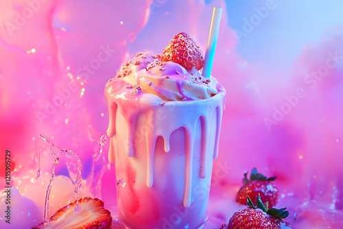 Chocolate Milk Shake, Strawberry Milk Shak ,Vanilla Milk Shak , colorfull background 