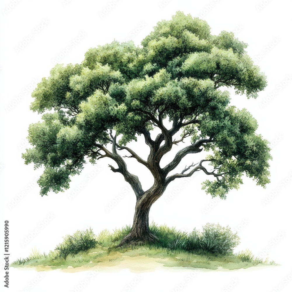 Fototapeta premium Lush Green Tree with Vibrant Foliage and Graceful Canopy