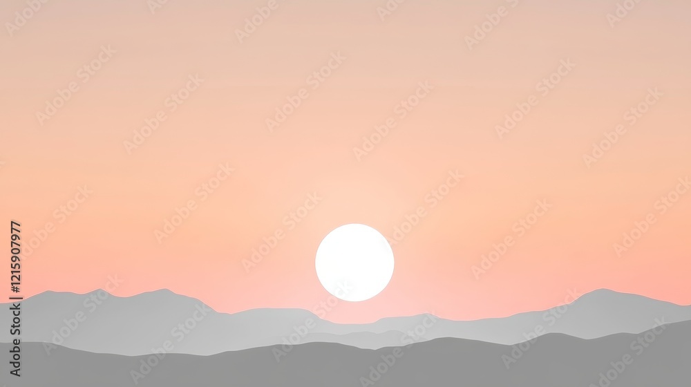 Fototapeta premium Serene Sunset Over Silhouetted Mountain Range