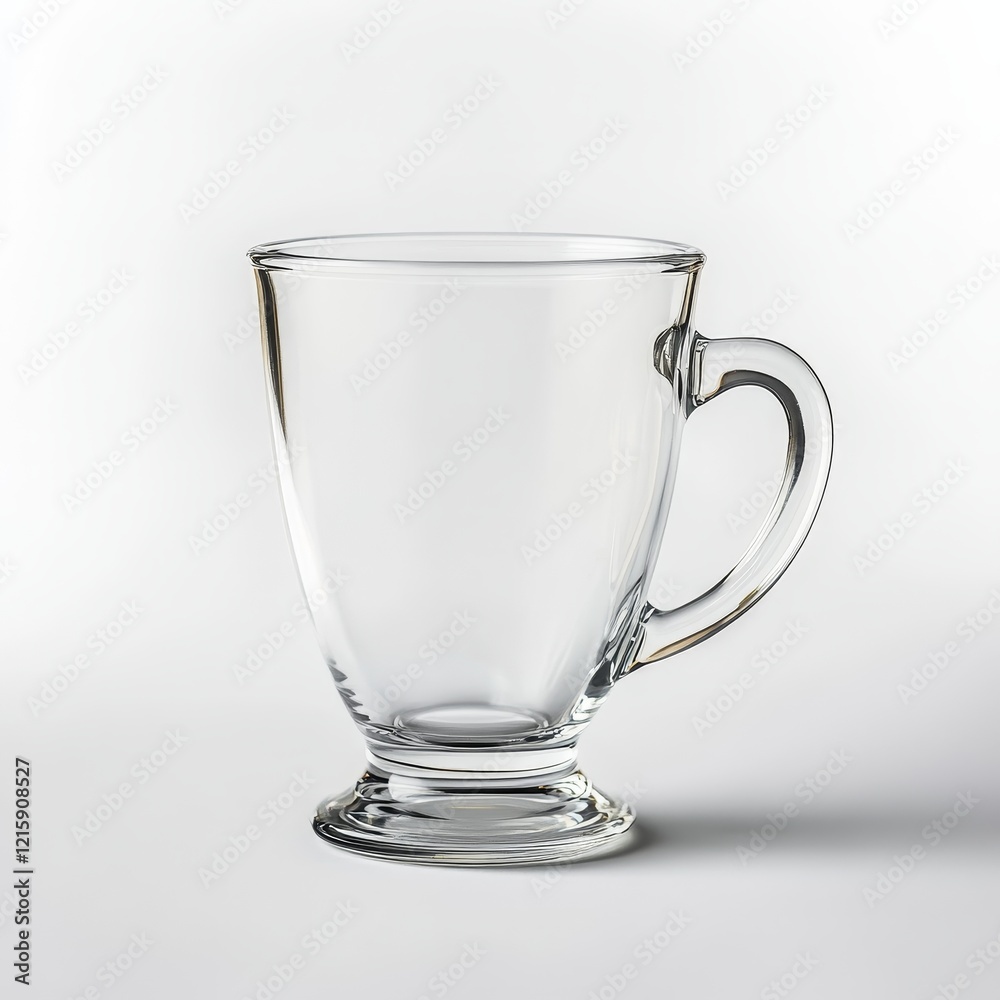 Clear glass mug with handle and pedestal base. Clear glass mug with handle and pedestal base.