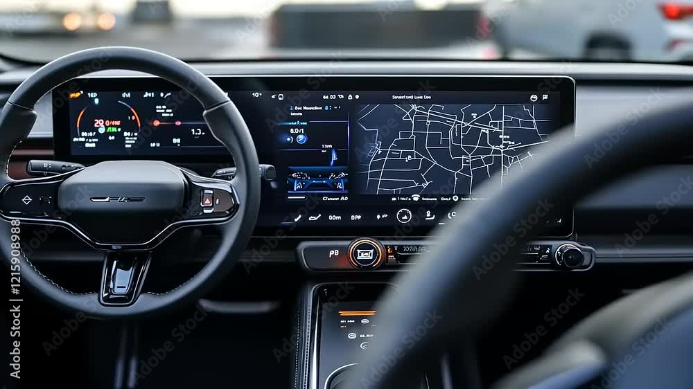 Modern Car Interior Dashboard Display