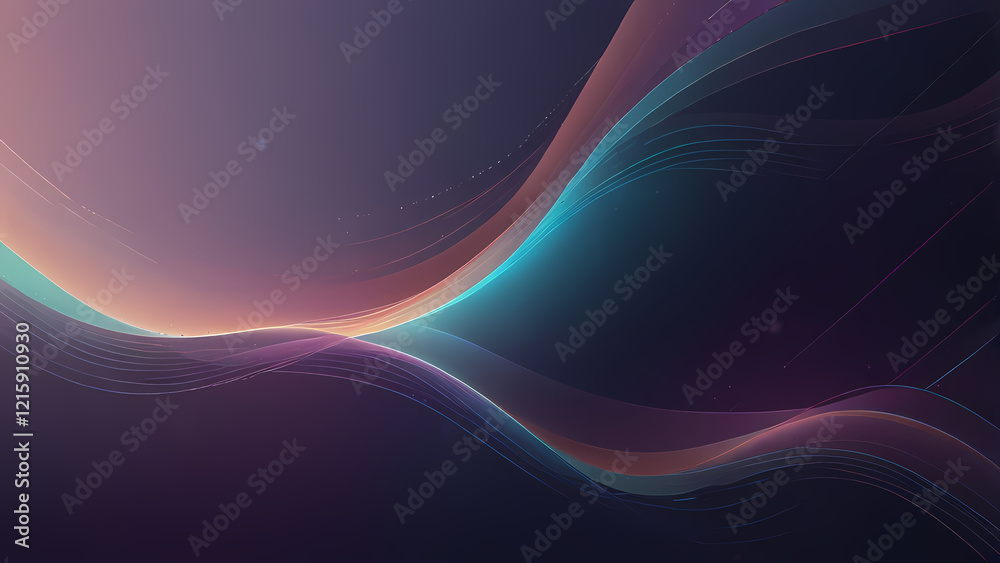 Fototapeta premium Glowing Thin Light Lines on Blue-Purple Gradient 