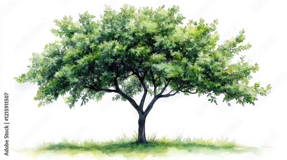 Lush Green Tree with Vibrant Foliage on a Bright Background Lush Green Tree with Vibrant Foliage on a Bright Background