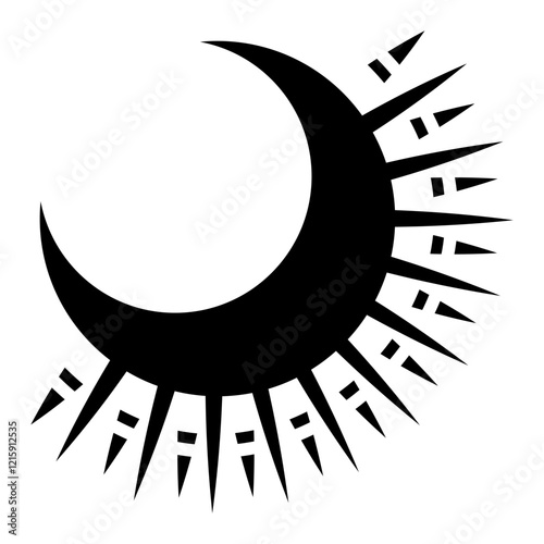 Moon flat icon. Symbols of astrology, alchemy, boho, and magic. Prints for T-shirts, decoration and design. Vector illustration isolated on white background.