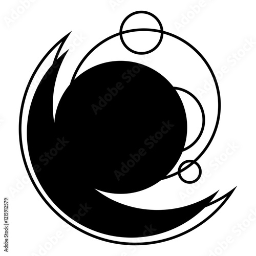 Moon flat icon. Symbols of astrology, alchemy, boho, and magic. Prints for T-shirts, decoration and design. Vector illustration isolated on white background.