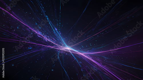 Neon Light Intersections in a Dark Sci-Fi Space Background
