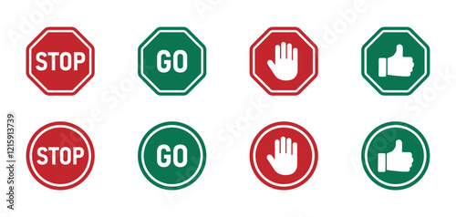 Stop and go sign vector illustrations. Stop and go vector icon concepts