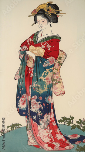 浮世絵（Ukiyoe）／美人画　美女　着物　anime　イラスト