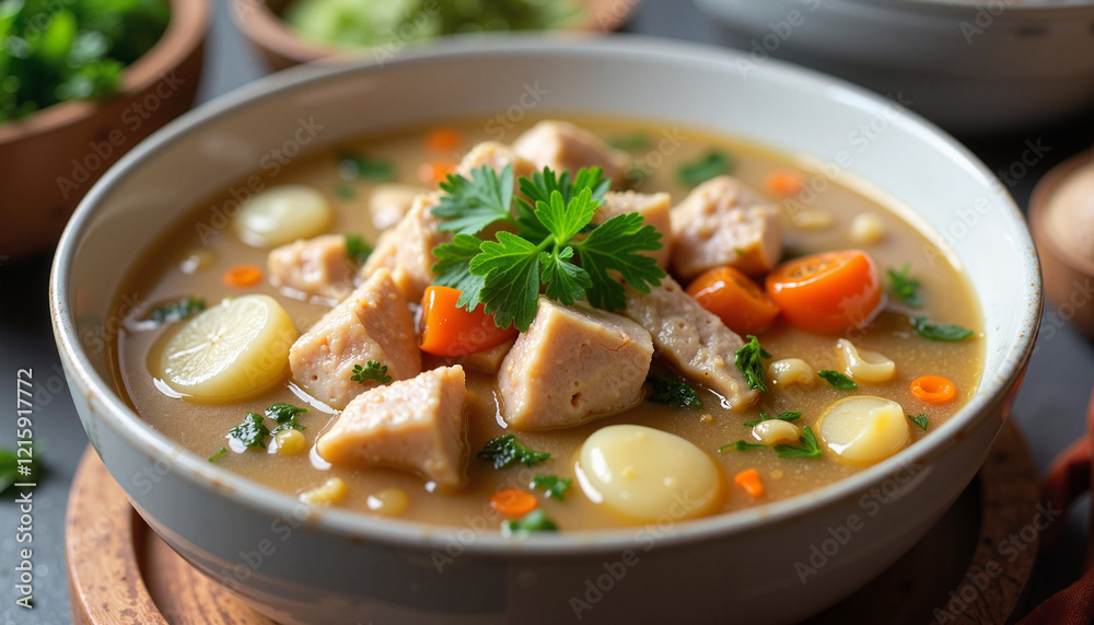 Traditional Belgian Waterzooi with Chicken, Potatoes, and Fresh Parsley Traditional Belgian Waterzooi with Chicken, Potatoes, and Fresh Parsley