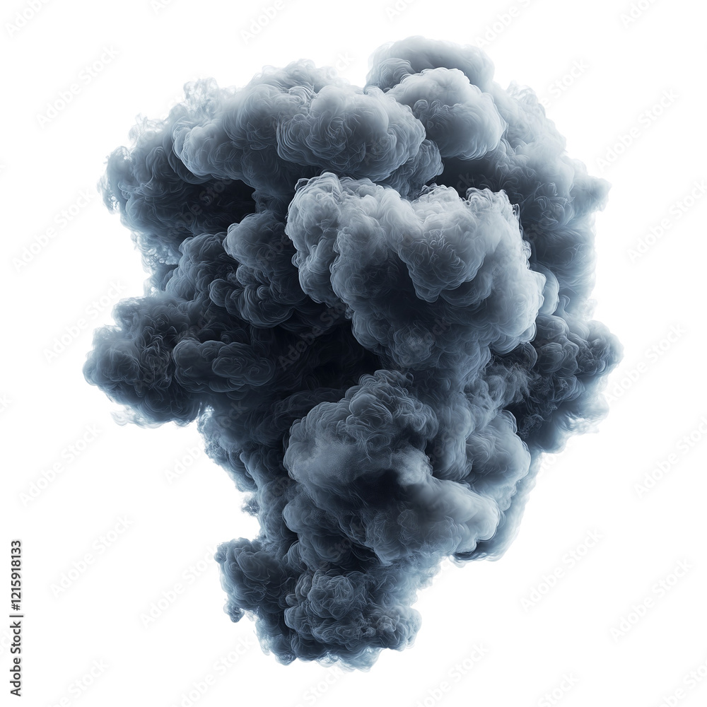 Dark Powder-Like Cloud Symbolizing Air and Wind Isolated on White Background Dark Powder-Like Cloud Symbolizing Air and Wind Isolated on White Background