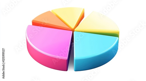 Obraz na płótnie Colorful 3D pie chart with seven segments, isolated on white background. w salonie