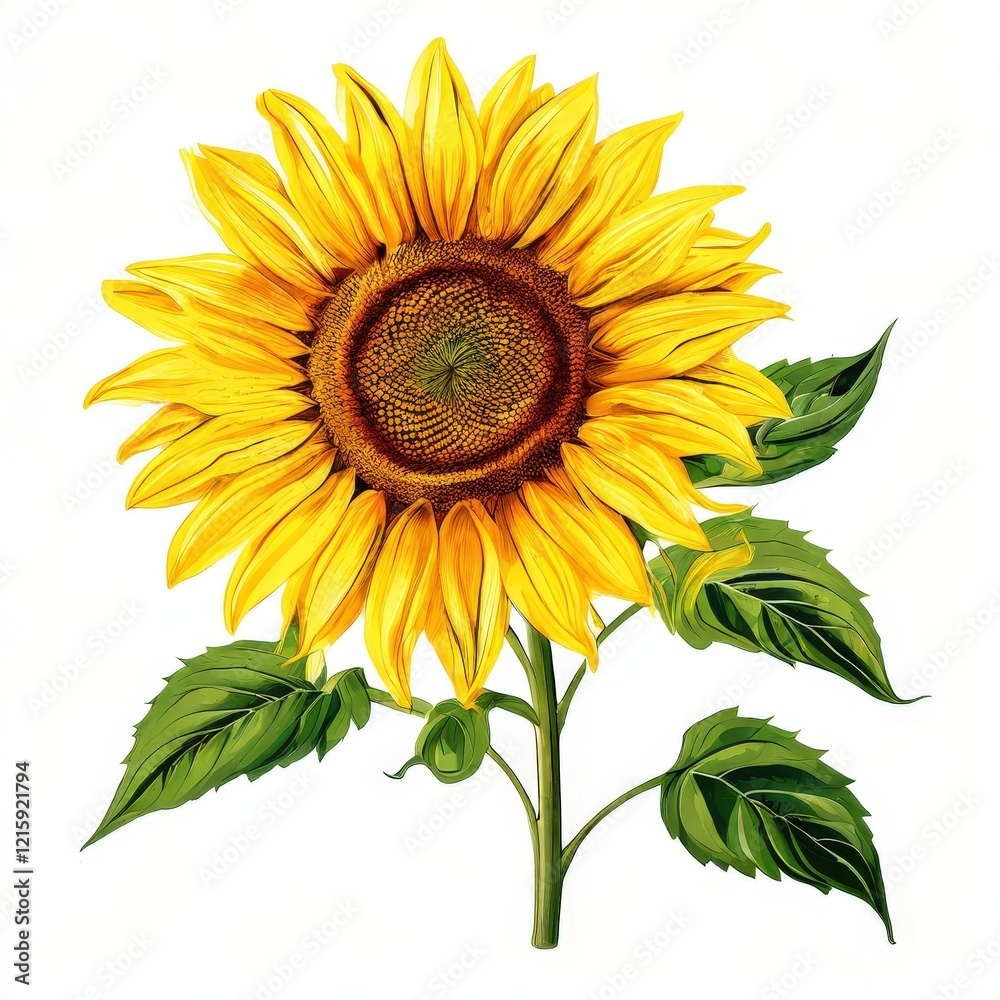 Obraz premium the AI Image Generator, Vivid Sunflower Bloom Illustration