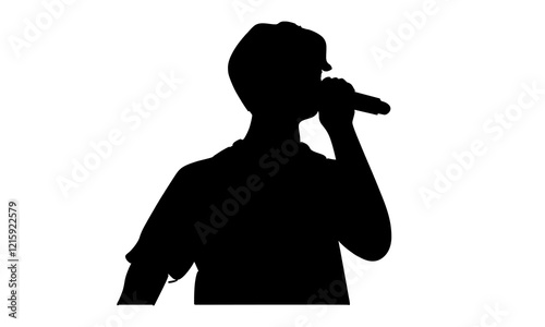 silhouette of singer posing with microphone vector illustration