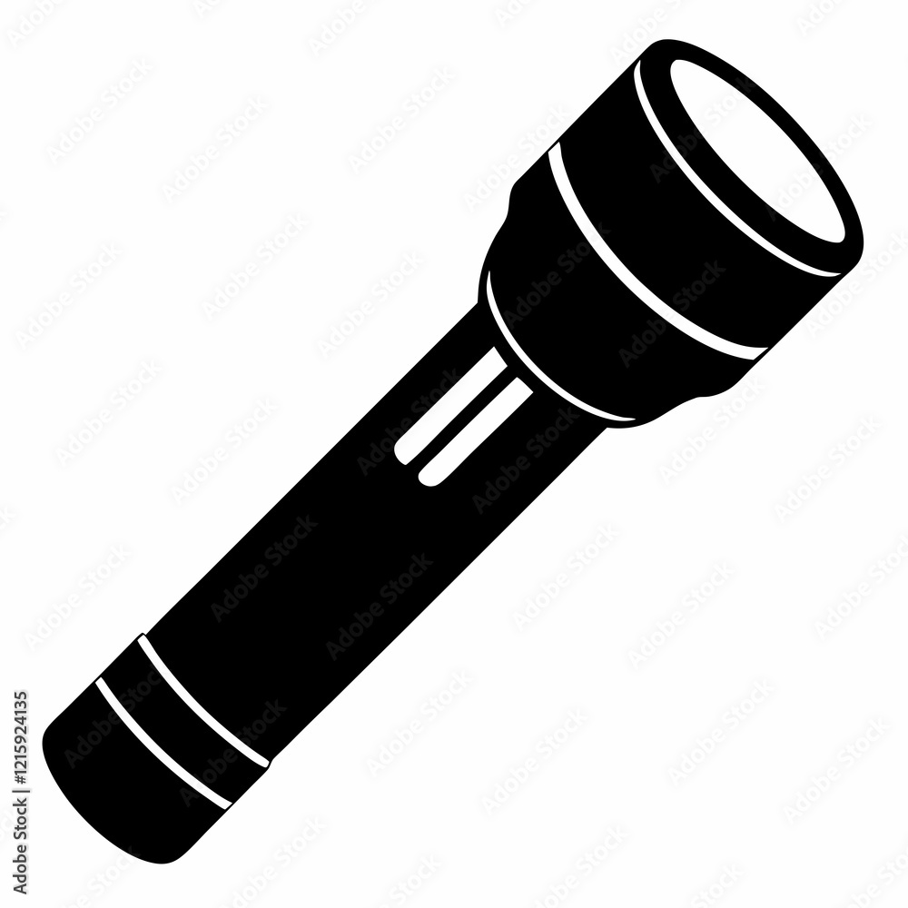 Simple Flashlight Silhouette Vector in Black and White Simple Flashlight Silhouette Vector in Black and White