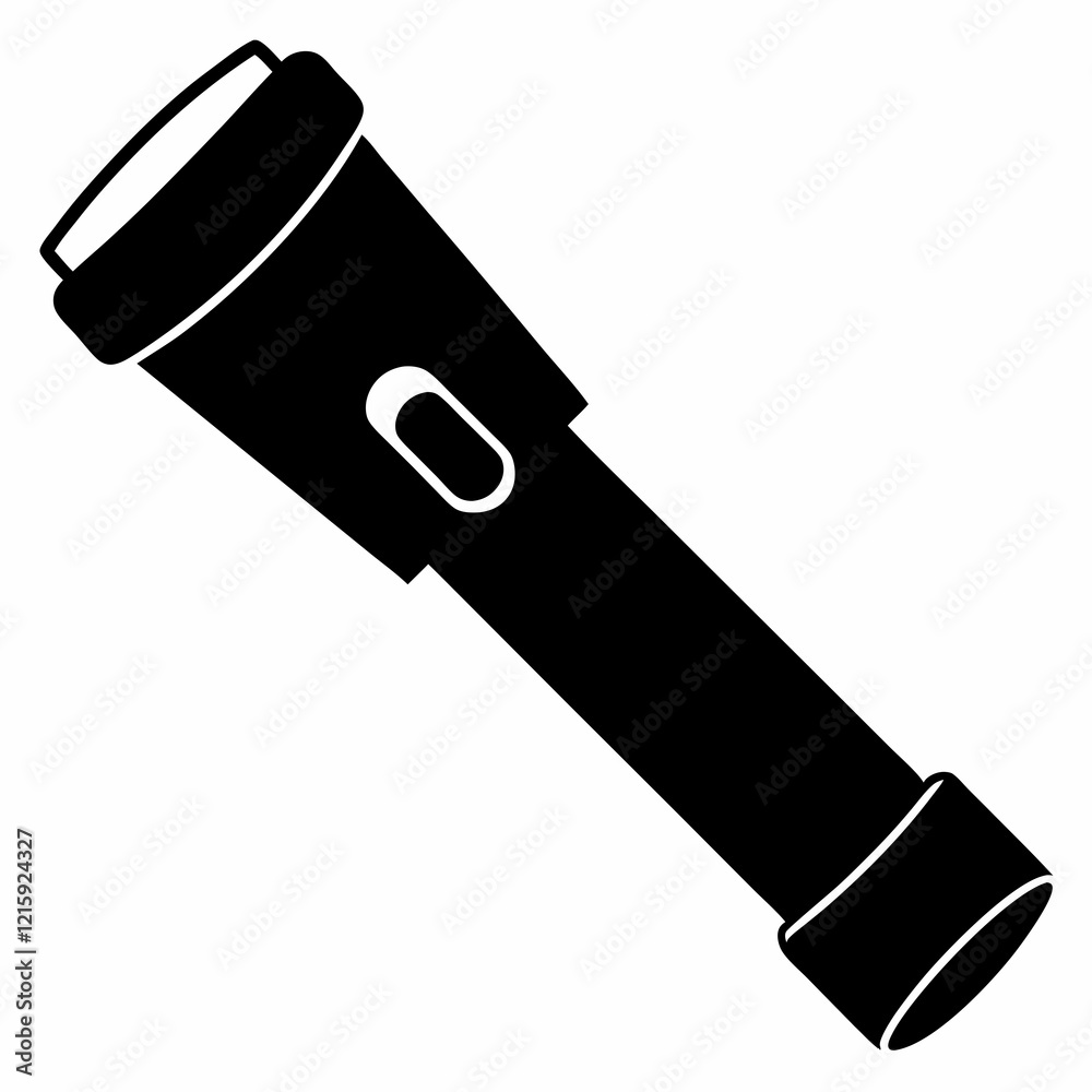 Simple Flashlight Silhouette Vector in Black and White Simple Flashlight Silhouette Vector in Black and White