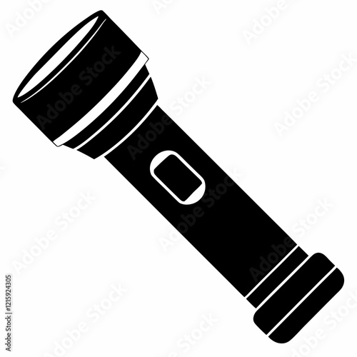 Simple Flashlight Silhouette Vector in Black and White