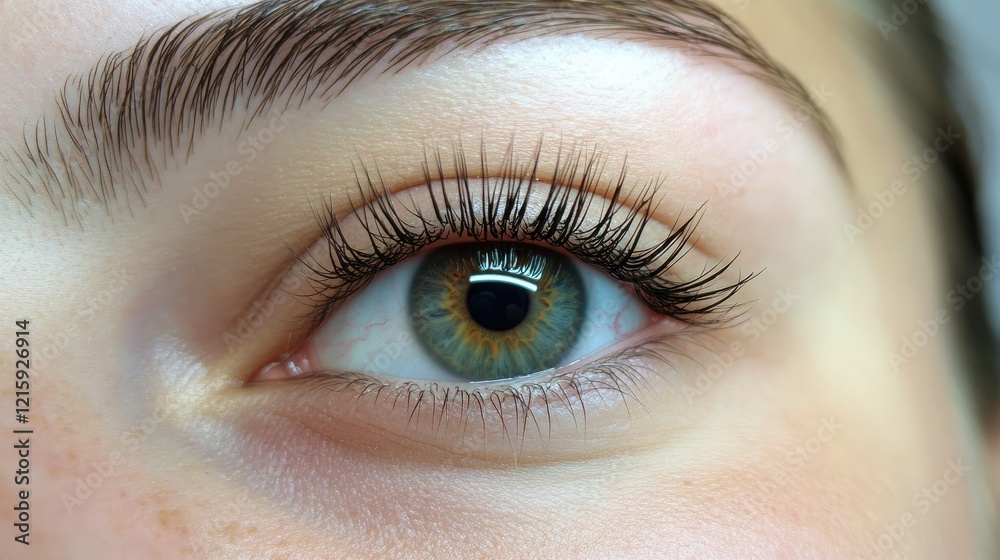 Fototapeta premium Eyelash removal care Close-up of woman's eye, professional hands delicately removing extensions in a clean beauty salon