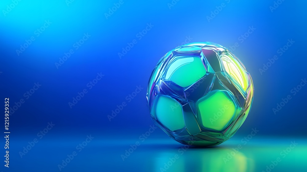 Naklejka premium Abstract iridescent sphere on blue background