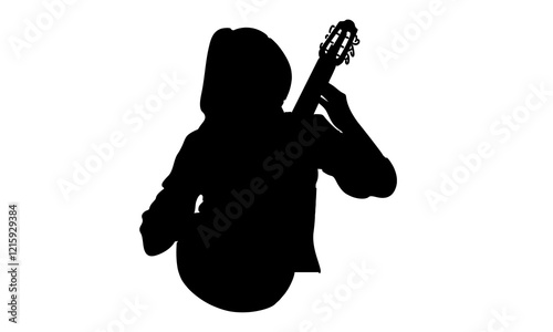 silhouette of woman playing acoustic guitar