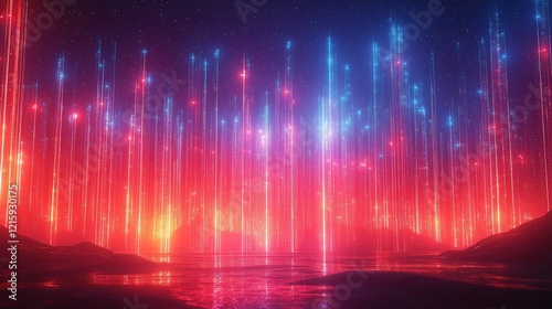A colorful sky with a red and blue background