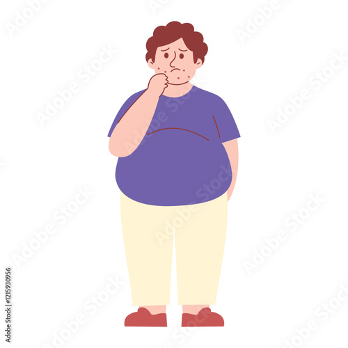 Fat Obese Man Worried about Acne