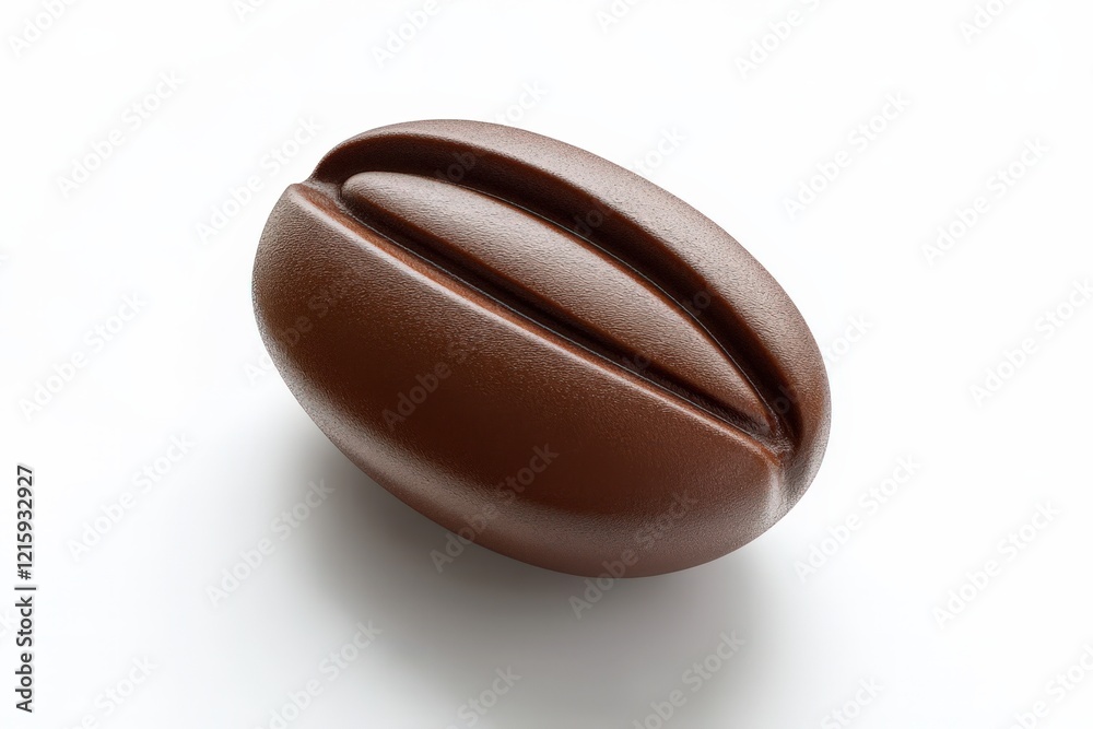 A single brown coffee bean rests on a white background A single brown coffee bean rests on a white background