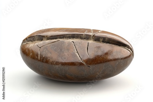 A single roasted coffee bean rests on a white background photo