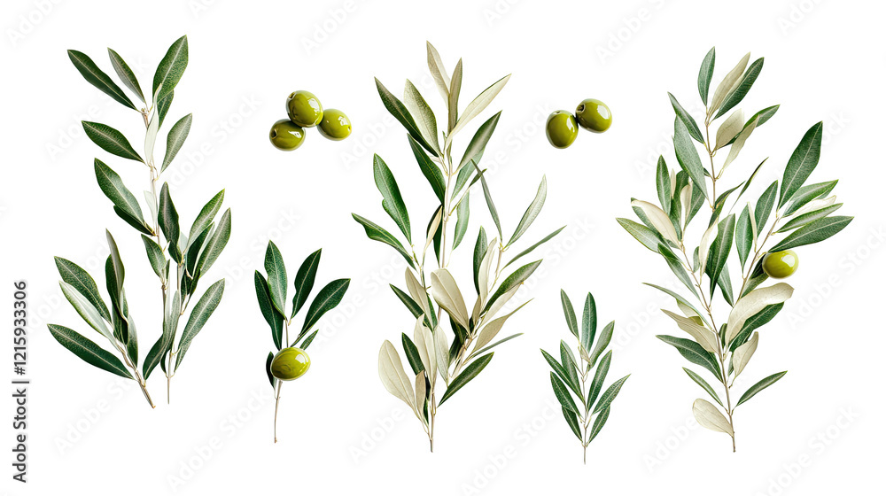 Fototapeta premium Olive Branches With Ripe Green Olives on Display Generative AI