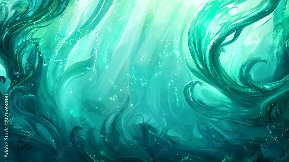 Enchanting Teal Underwater Scene Abstract Aquatic Fantasy Art Swirling Seaweed Ocean Dreamscape Enchanting Teal Underwater Scene Abstract Aquatic Fantasy Art Swirling Seaweed Ocean Dreamscape