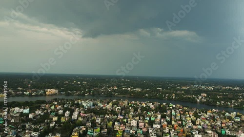 Breathtaking aerial shot of Murshidabad, with the majestic palaces and lush green surroundings. photo