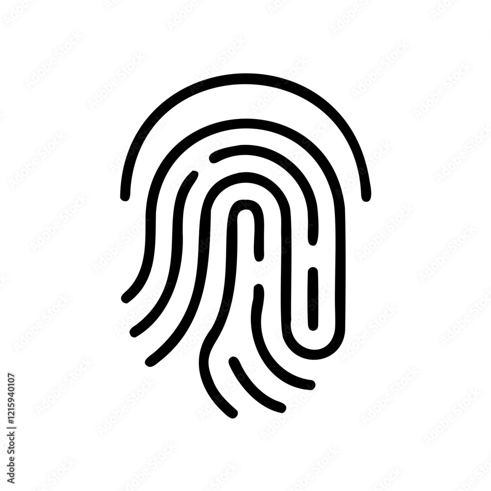 Detailed Closed Contour Fingerprint Black Vector Outline on Transparent Background Detailed Closed Contour Fingerprint Black Vector Outline on Transparent Background