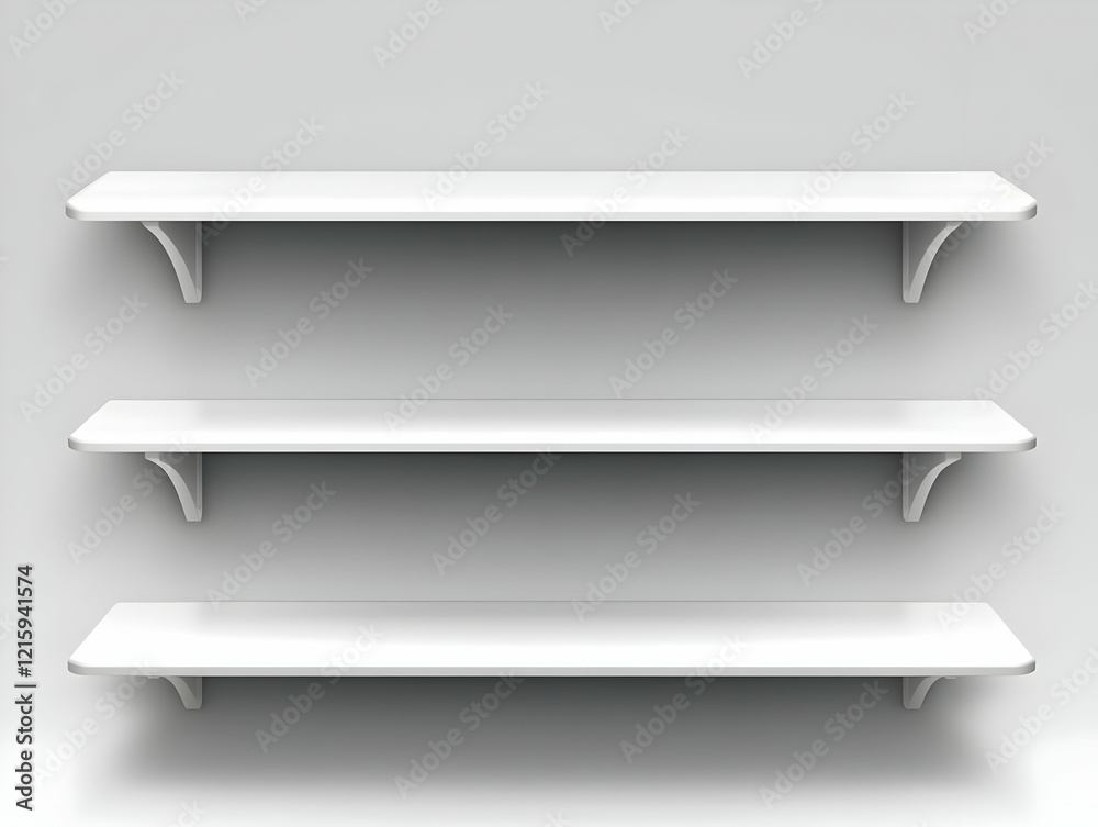 Three White Shelves 3D Illustration Three White Shelves 3D Illustration