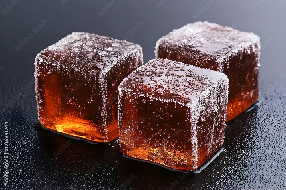 Amber Ice Cubes Realistic Image Amber Ice Cubes Realistic Image