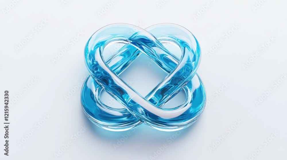 Blue Glass Interlocking Knot Abstract Design Minimalist Style Blue Glass Interlocking Knot Abstract Design Minimalist Style