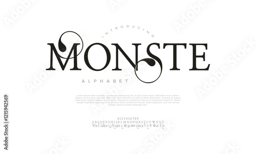 Monste typography beauty fashion elegant minimalist serif italic fonts decorative wedding vintage retro logos. Minimal luxury font alphabet logo. Vector illustration