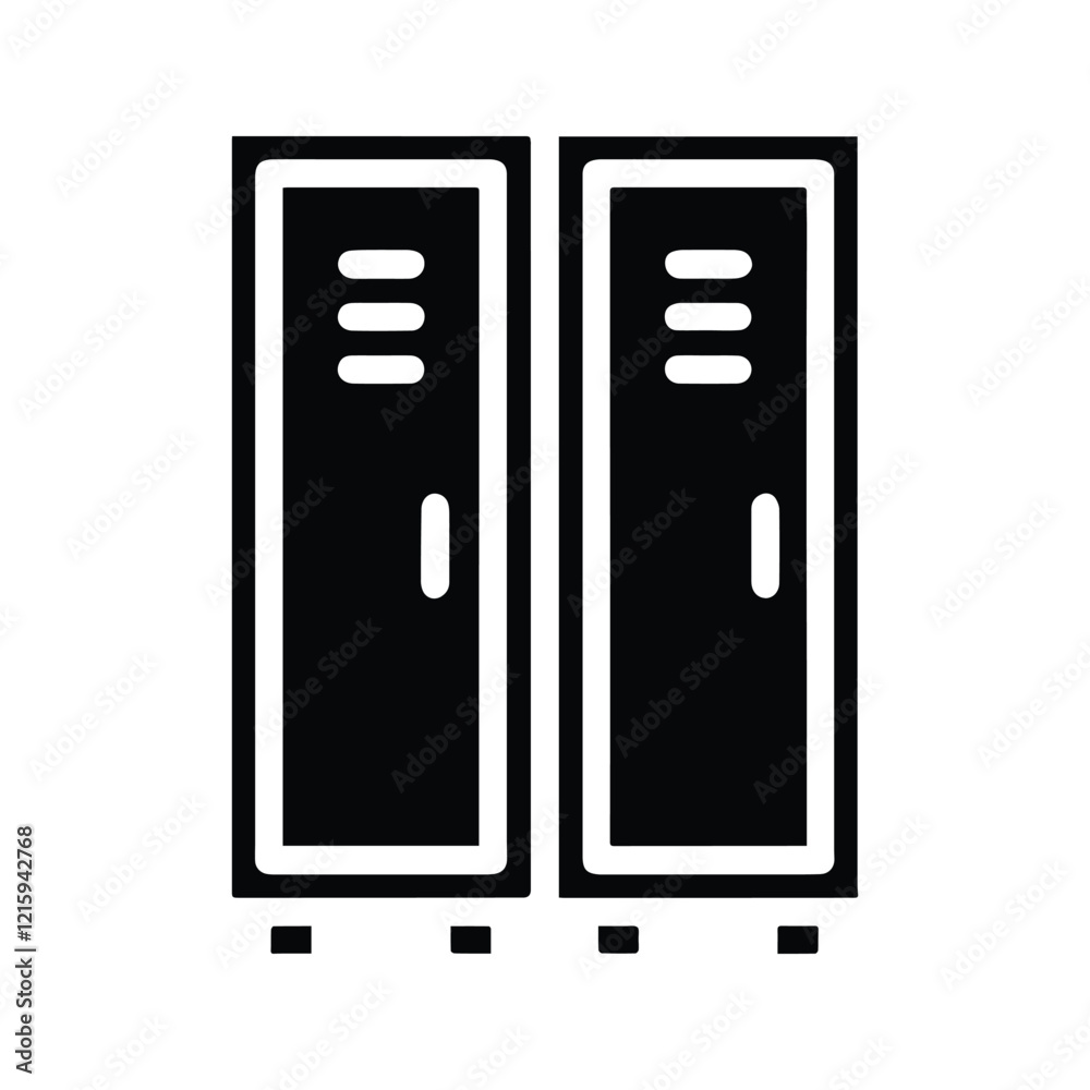 Locker Icon. Workplace and Sports Storage Cabinets. School Locker. Vector Illustration. Locker Icon. Workplace and Sports Storage Cabinets. School Locker. Vector Illustration.