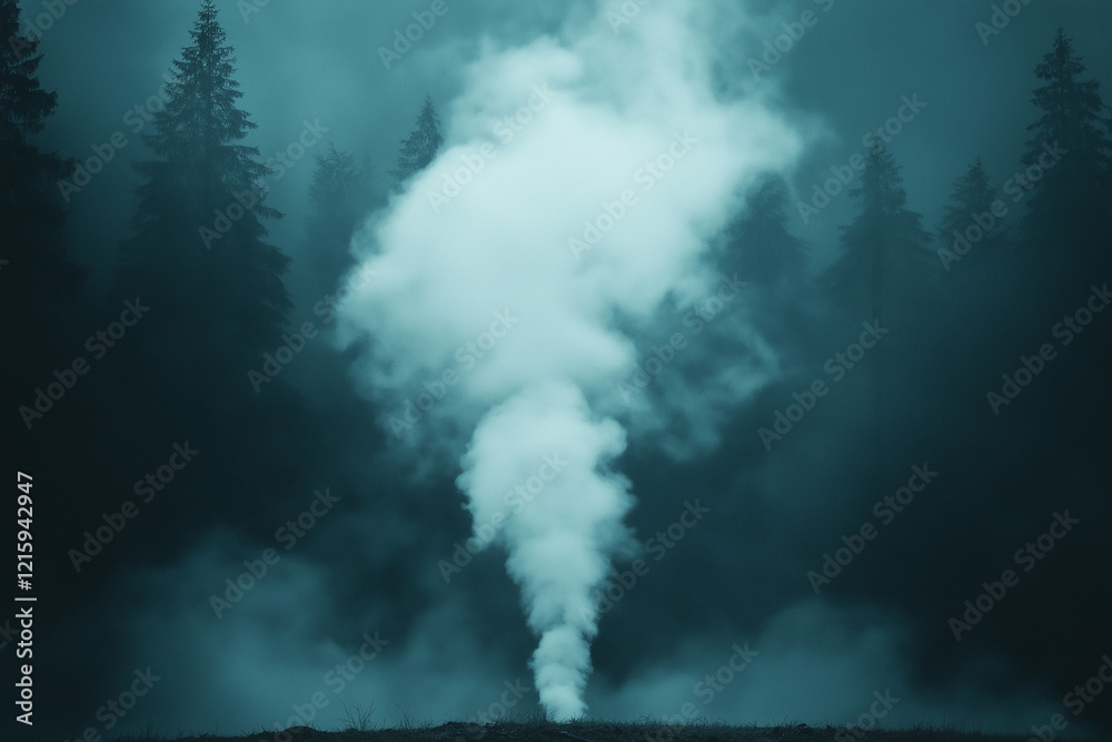 Rising Cloud of Steam from a Hot Spring Creating Mystical Atmosphere Rising Cloud of Steam from a Hot Spring Creating Mystical Atmosphere