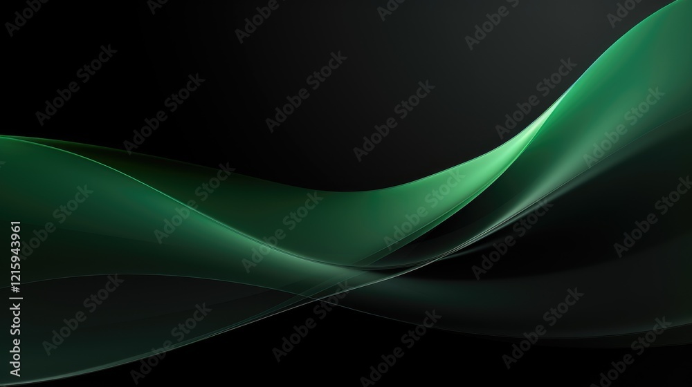 Abstract green wave design on a dark background, ideal for backgrounds or digital art. Abstract green wave design on a dark background, ideal for backgrounds or digital art.