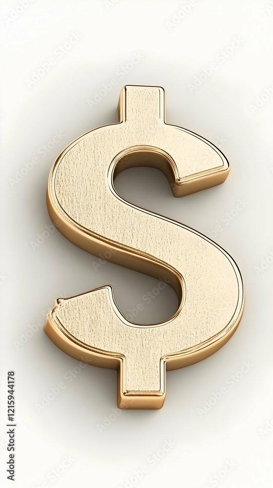 Naklejka premium Gold Dollar Sign 3D Render