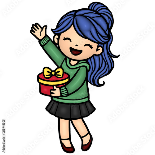girls with birthday gift