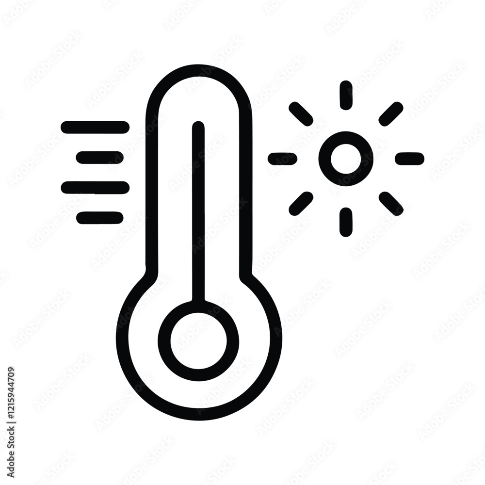 Thermometer icon. Tools for measuring temperature. Climate control, weather change. Vector illustration. Customizable thin line illustration. Editable stroke Thermometer icon. Tools for measuring temperature. Climate control, weather change. Vector illustration. Customizable thin line illustration. Editable stroke