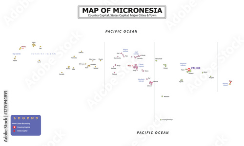 Australian Countries Geography Political map. Political map of country with capital, province or state capital, major cities and town.