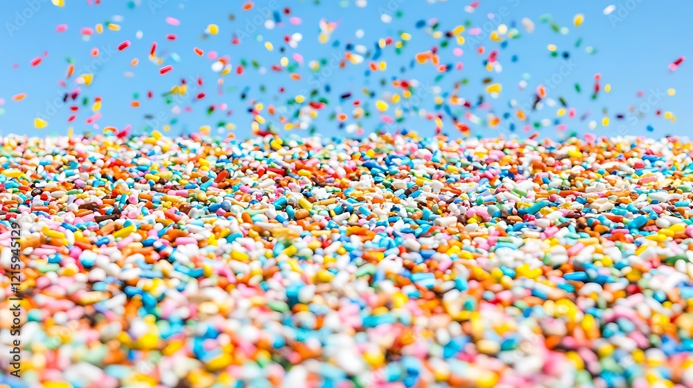 Colorful Capsules Falling Onto A Large Pile Colorful Capsules Falling Onto A Large Pile