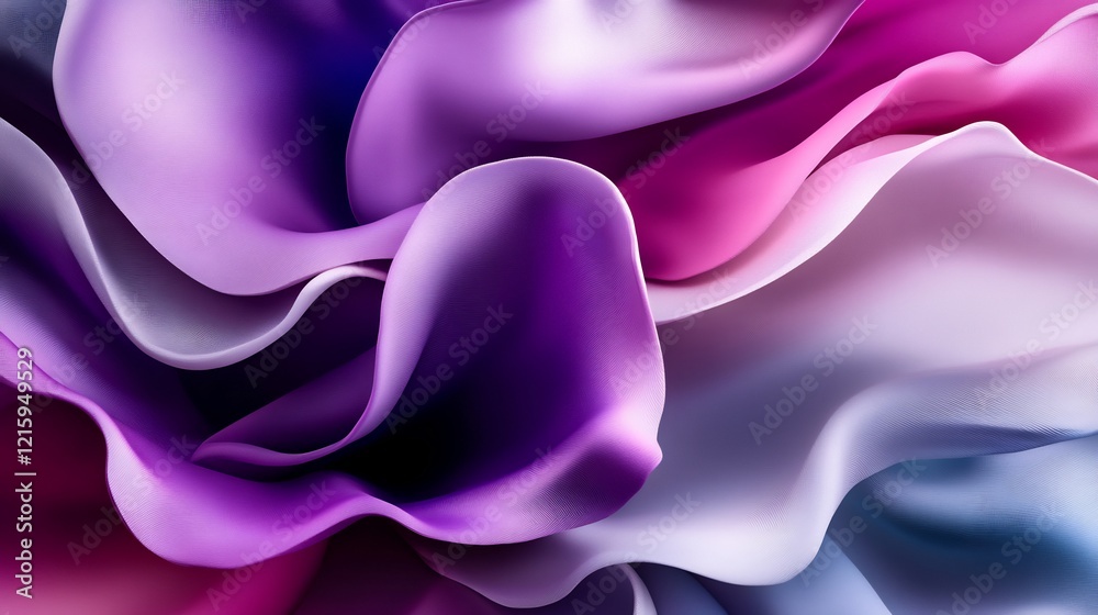 Fototapeta premium Abstract Purple and Pink Waves: A Serene Digital Art